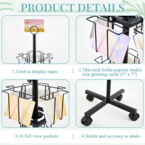 GlikCeil 2 Pcs Rotating Greeting Card Rack 24 Pocket 6 Tier Metal Greeting Card Display Rack Fit 5" x 7" Cards Stand Spinning Postcard Greeting Card Holder for Grocery Retail Thrift Convenience Store