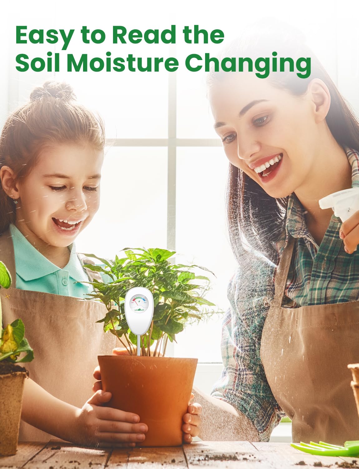 Landtouch Soil Moisture Meter, Moisture Meter for Plants, Moisture Meter for Soil, Garden, Farming, Potted Plants, Indoor & Outdoor, No Batteries Required