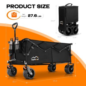 Uyittour Large Collapsible Extended Beach Wagon Cart 300L, 440lbs Weight Capacity Heavy Duty Foldable Wagon with Big All-Terrain Wheels, Utility Sports Folding Wagon for Camping Outdoor