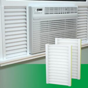 vacuum002white window air conditioner side insulated panel, 2pic insulation panels window seal kit with 4 pressure strips, wintersummer winter heat and draft insulating(white)