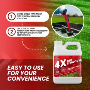 4X Red Spray Dye - Concentrated Spray Pattern Indicator Dye, Ideal Fertilizer Marking Dye, Lawn Turf Mark and Marker, Easily Mark Where You've Sprayed, Safe & Non-Staining Spray Indicator Dye, 32 oz.