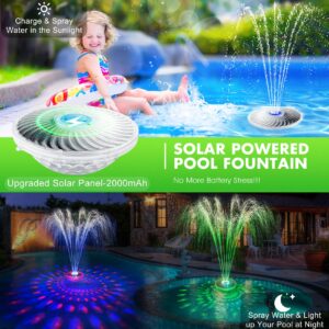 DeeprBetter Solar Pool Fountain with Light,2024 Upgrade High Efficiency Solar Powered Pool Water Fountain Pump,Floating Pool Fountain for Above Ground Pool Waterfall,Solar Pool Sprinkler Fountain Blue