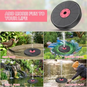 Yzert Solar Fountain Bird Bath Fountains with Colorful Light&Pink Flower,Solar Powered Water Fountain with 7 Nozzle & 4 Fixer,Solar Fountain Pump for Bird Bath, Pool, Garden, Pond(Black Panel)