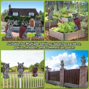 3PCS Bird Owl to Frighten Birds,Fake Owl Statue Decoy,Plastic Owl Scarecrow with Rotating Head for Garden Yard Outdoor