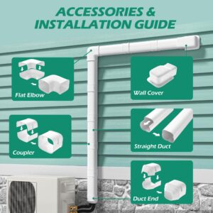 TAKTOPEAK 4" 11.5 Ft Mini Split Line Set Cover, Line Cover Set for Mini Split Air Conditioner and Central AC