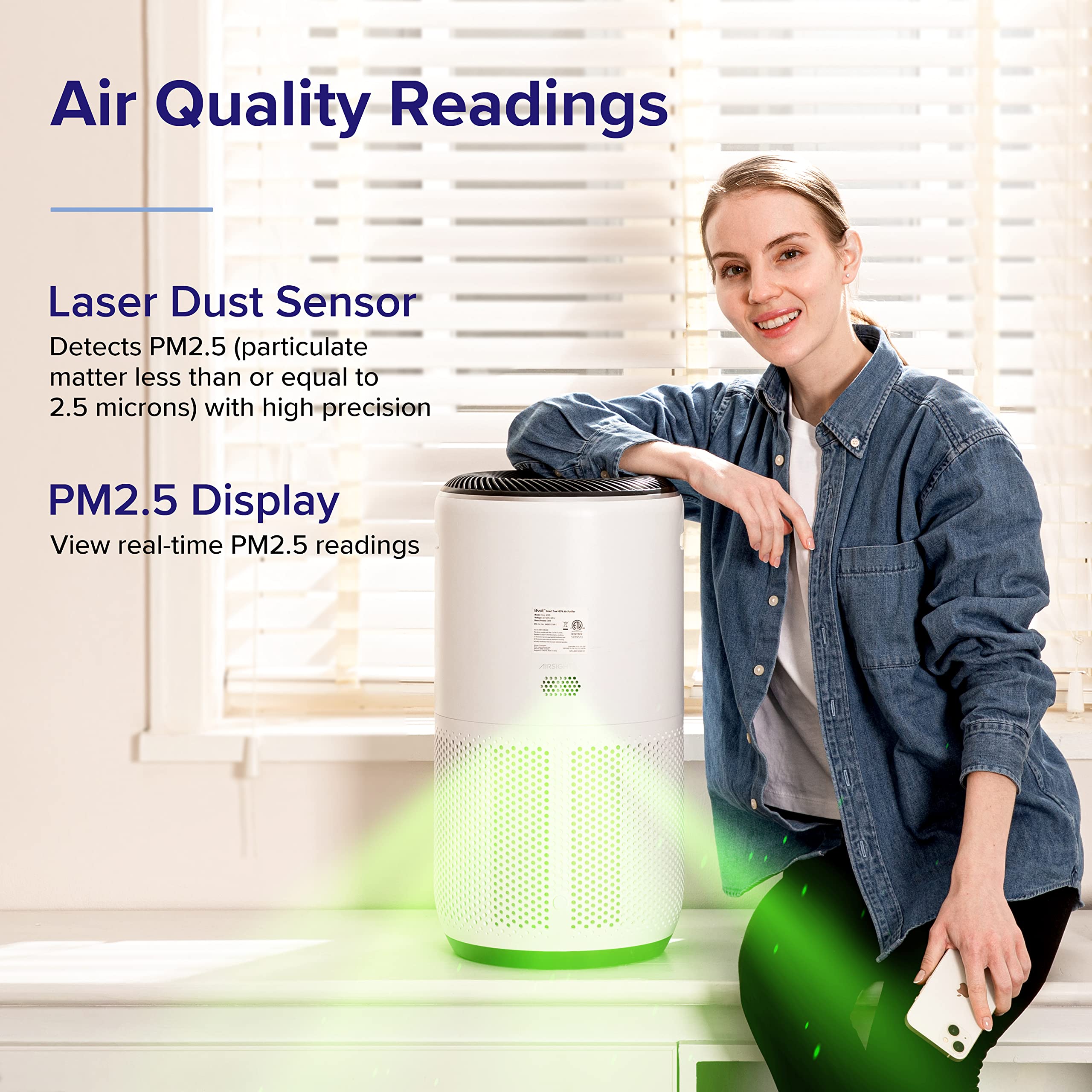 LEVOIT Air Purifiers for Home Large Room Up to 1980 Ft² in 1 Hr With Air Quality Monitor & LV-H135 Air Purifier Replacement Filter