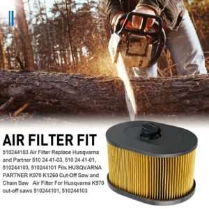 Yerbay air filter for Husqvarna and Partner K970 K1260 510244103 510244101 Cut-Off Saw and Chain Saw