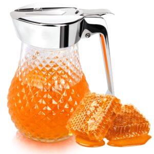 loscarol syrup dispenser honey pot 8 oz glass dispenser honey jar, commercial quality with handle honey dispenser jar for home kitchen storage honey & syrup - honey containers