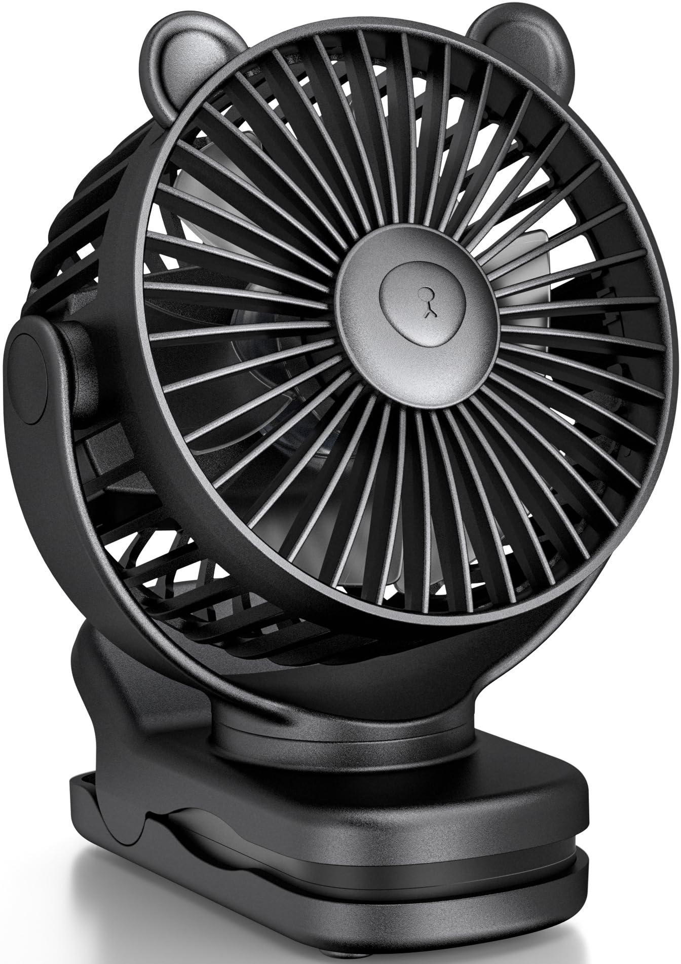 KIDEE Portable Clip on Fan, Small Desk Fan Battery Operated, 360° Rotation, Cute Design, 3 Speed, Mini Table Fan USB Rechargeable, Personal Cooling Baby Stroller Fan for Home Office Outdoor Travel