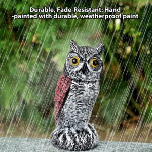 3PCS Bird Owl to Frighten Birds,Fake Owl Statue Decoy,Plastic Owl Scarecrow with Rotating Head for Garden Yard Outdoor