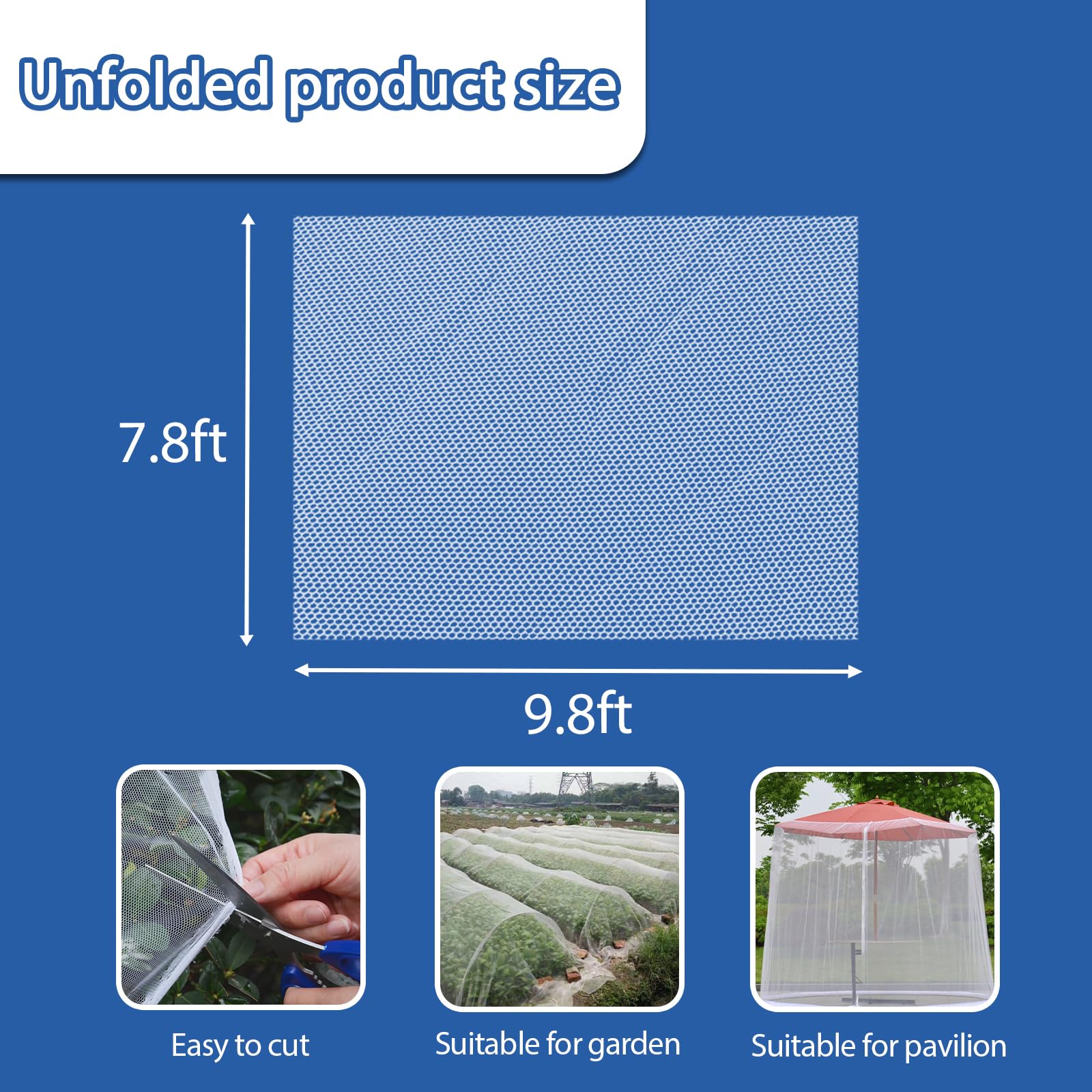 Daksha White Garden Netting, 2.4 x 3 m Ultra Fine Mesh Netting, 7.8 x 9.8 Ft Mosquito Netting Plant Covers Protection Netting for Vegetable Fruits Flowers (Packaging May Vary)