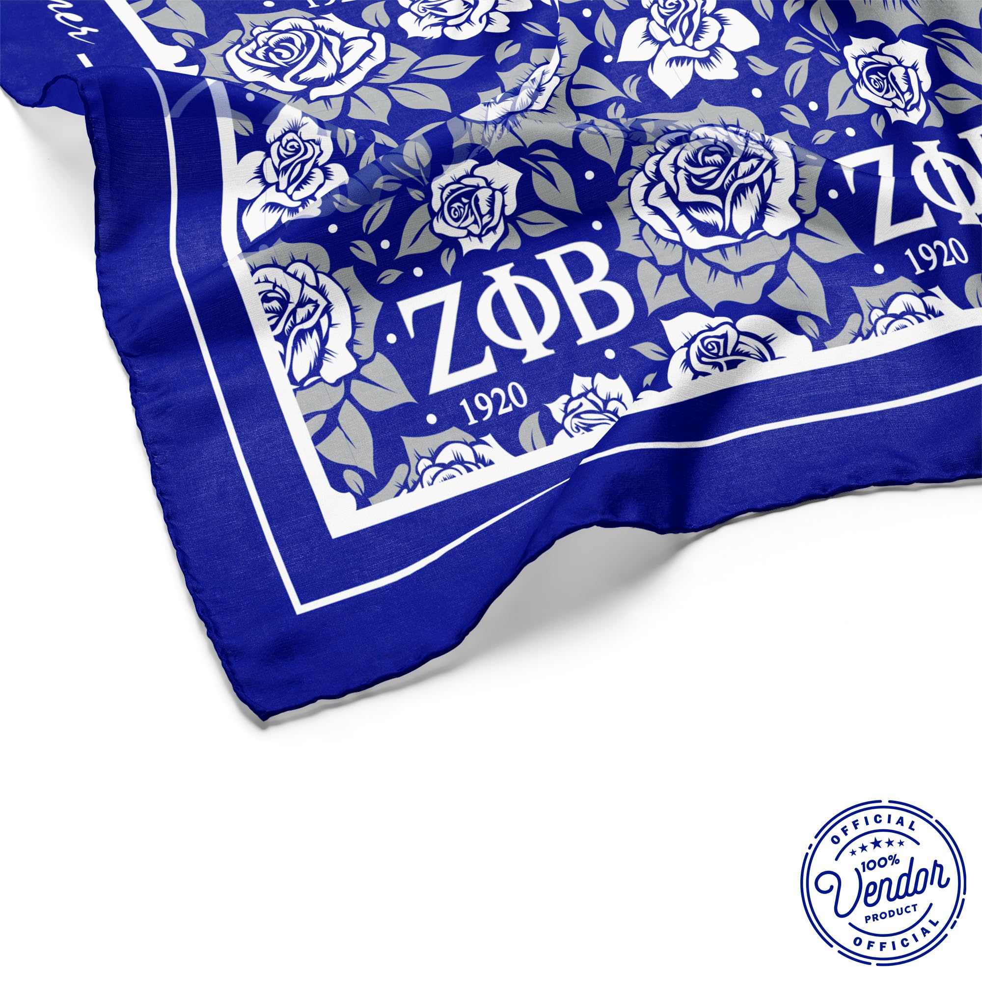 BBGreek Zeta Phi Beta Sorority - Silky Polyester Shawl Scarf - Greek Letters 1920 - Official Vendor