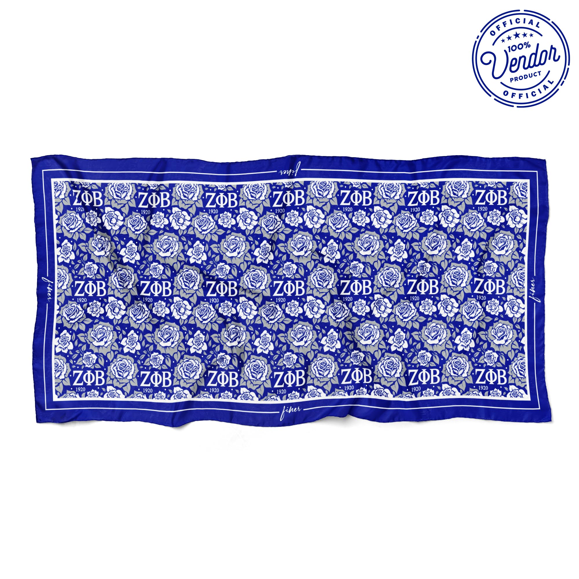 BBGreek Zeta Phi Beta Sorority - Silky Polyester Shawl Scarf - Greek Letters 1920 - Official Vendor