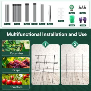 Cucumber Trellis for Climbing Plants Outdoor, 48 X 48In Foldable A-Frame Trellis Tall Cucumber Trellis for Raised Bed Garden Trellis for Vegetables with Climbing Net for Bean Squash,Grape Zucchini