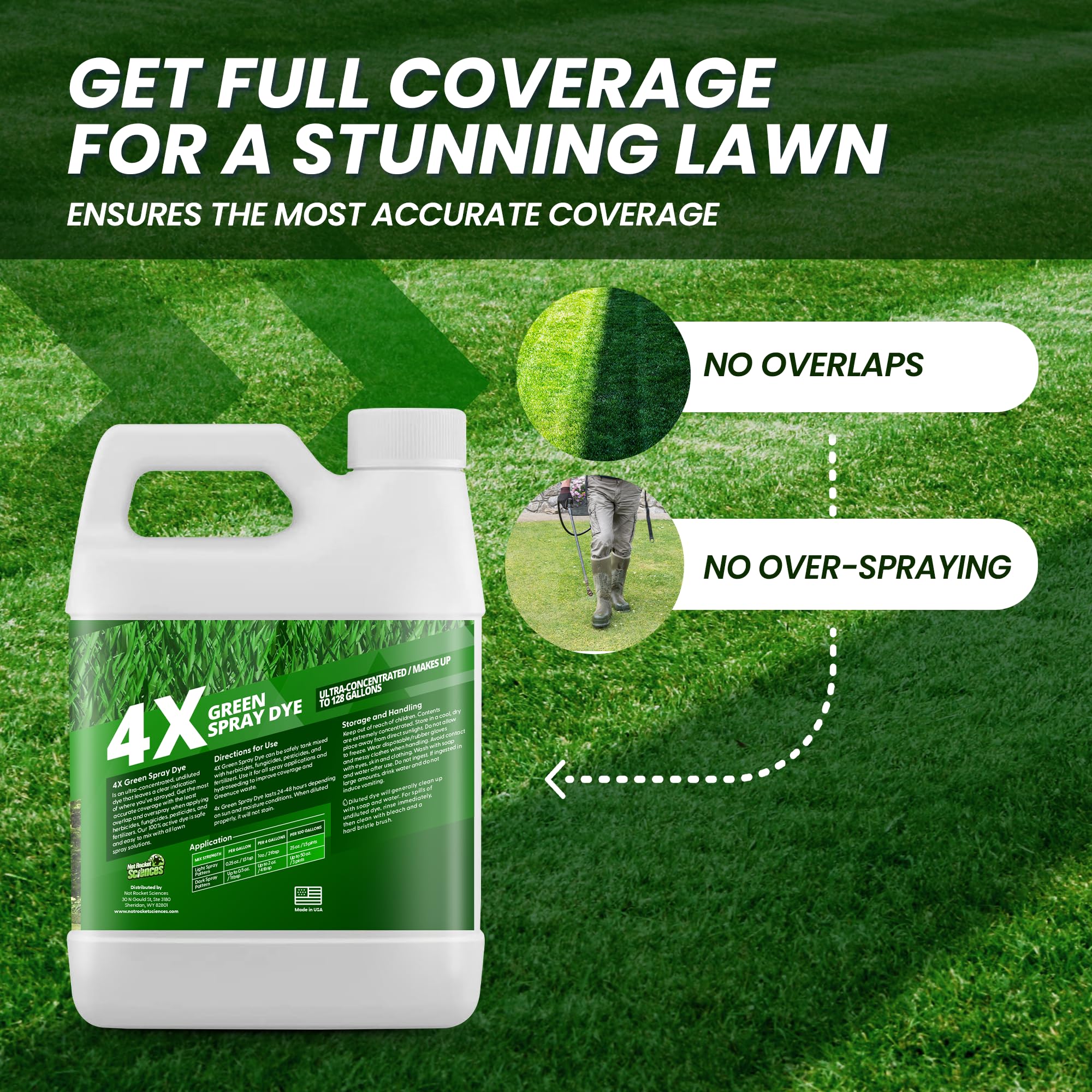 4X Green Spray Dye - Concentrated Spray Pattern Indicator Dye and Fertilizer Marking Dye, Lawn Turf Mark and Marker, Easily Mark Where You've Sprayed, Safe & Non-Staining Spray Indicator Dye, 32 oz.