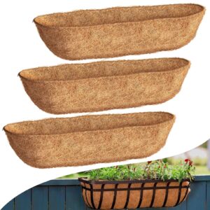 30 inch 3 pack trough coco liners, natural coconut coir fiber for wall basket planters, window box liners, garden planter baskets, fence flower baskets