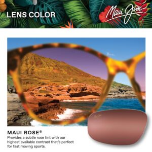 Maui Jim Kalaunu AF Square Sunglasses, Shiny Dark Havana W/Gold/Maui Rose Polarized, Extra Large