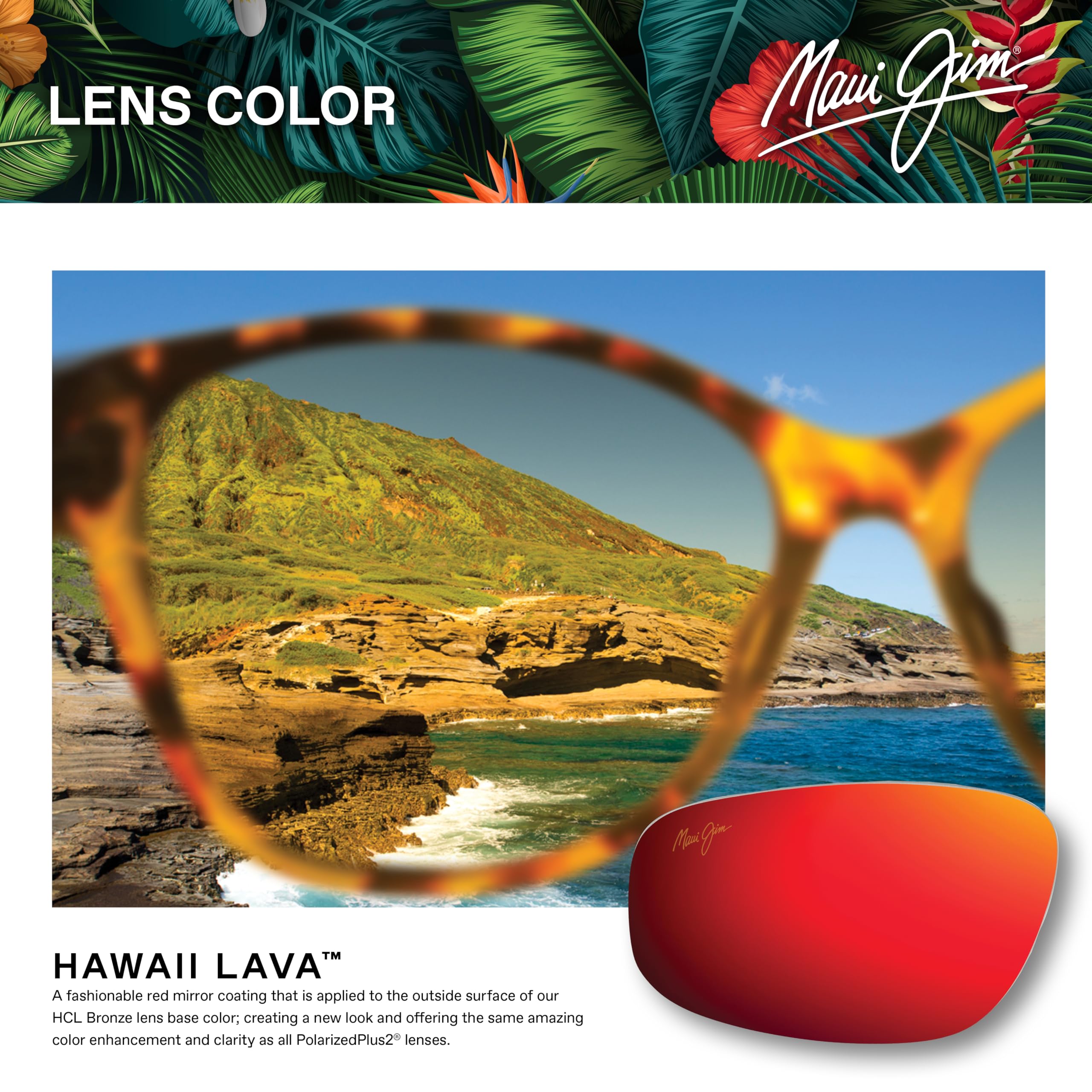 Maui Jim Ilikou Rectangle Sunglasses, Matte Dark Havana/Hawaii Lava Polarized, Extra Large