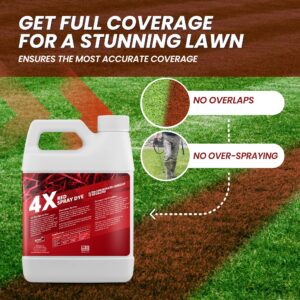 4X Red Spray Dye - Concentrated Spray Pattern Indicator Dye, Ideal Fertilizer Marking Dye, Lawn Turf Mark and Marker, Easily Mark Where You've Sprayed, Safe & Non-Staining Spray Indicator Dye, 32 oz.