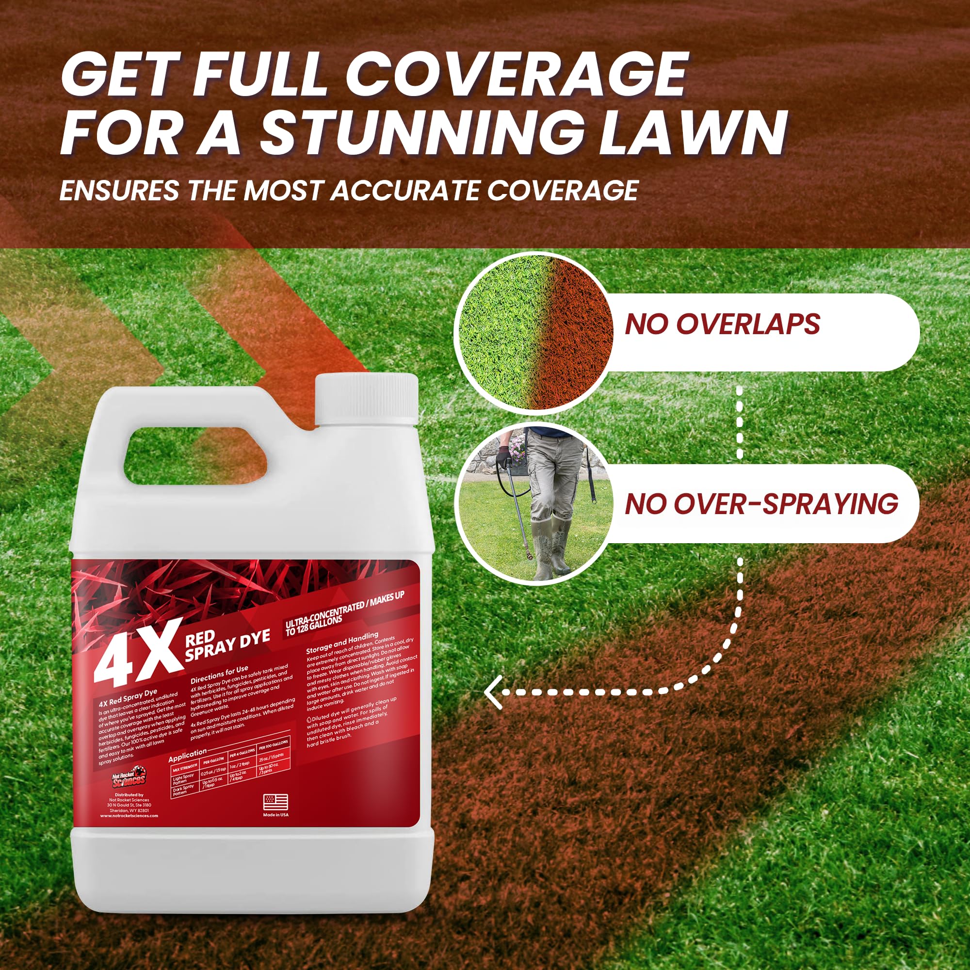 4X Red Spray Dye - Concentrated Spray Pattern Indicator Dye, Ideal Fertilizer Marking Dye, Lawn Turf Mark and Marker, Easily Mark Where You've Sprayed, Safe & Non-Staining Spray Indicator Dye, 32 oz.