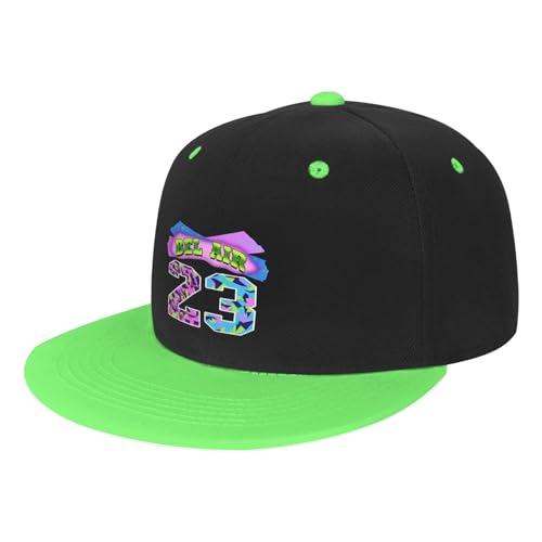 MICDESBA 90s Hip Hop Baseball Cap for Men Women,Unisex Adjustable Snapback Hat with BEL AIR 23 Print for Hip Hop Gala Theme Parties(Green)