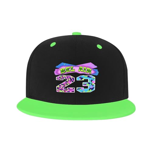 MICDESBA 90s Hip Hop Baseball Cap for Men Women,Unisex Adjustable Snapback Hat with BEL AIR 23 Print for Hip Hop Gala Theme Parties(Green)