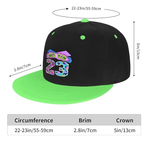 MICDESBA 90s Hip Hop Baseball Cap for Men Women,Unisex Adjustable Snapback Hat with BEL AIR 23 Print for Hip Hop Gala Theme Parties(Green)