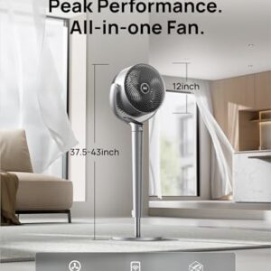 Dreo Pedestal Fan with Smart Control, 43'' Inches, 150°+120° Omni-Directional Oscillating Quiet Fans for Bedroom, 110ft Circulator Fan with DC Motor, 9 Speeds, 6 Modes, 12H Timer, Wi-Fi/Voice/Alexa