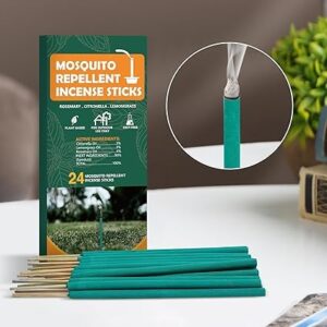 Mosquito Repellent Incense Sticks Outdoor Patio, 24pcs Citronella Incense Sticks, Deet Free Natural Organic Mosquito Barrier Mosquito Repellent Killer for Patio, Camping, Fishing