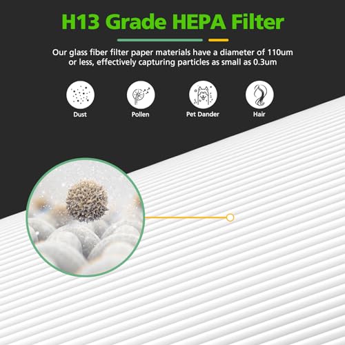 D480 Replacement Filter D4 Compatible with Winix D480 Air Purifier Part No. 1712-0100-00, Includes 1 H13 Grade True HEPA and 4 Activated Carbon Filters (1+4)