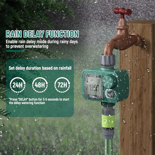 Sprinkler Timer, Vimlinc Programmable Water Timer for Garden Hose with Rain Delay, Manual, Automatic Watering System, Hose Timer for Lawns Pool, Waterproof Digital Irrigation Timer System, 1 Outlet