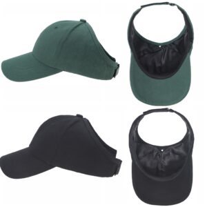 AICILY 2 Pack Backless Cap for Women Natural Curly Hair Hat Baseball Cap Afro Puff Ponytail Hat (Black＆Green)