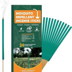 Mosquito Repellent Incense Sticks Outdoor Patio, 24pcs Citronella Incense Sticks, Deet Free Natural Organic Mosquito Barrier Mosquito Repellent Killer for Patio, Camping, Fishing