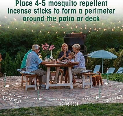 Mosquito Repellent Incense Sticks Outdoor Patio, 24pcs Citronella Incense Sticks, Deet Free Natural Organic Mosquito Barrier Mosquito Repellent Killer for Patio, Camping, Fishing