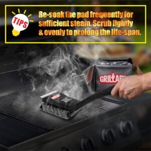 GRILLART Grill Brush Bristle Free, SteamWizards [Ultra Safe & Efficient] Grill Cleaner Brush with 1 Replacement Head, for Cast Iron and Stainless Steel Grates, BBQ Grill Brush for Outdoor Grill