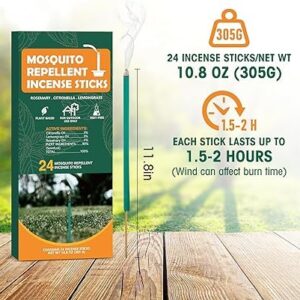 Mosquito Repellent Incense Sticks Outdoor Patio, 24pcs Citronella Incense Sticks, Deet Free Natural Organic Mosquito Barrier Mosquito Repellent Killer for Patio, Camping, Fishing