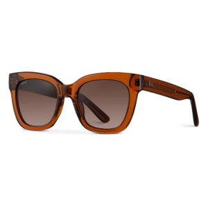 WearMe Pro Women's Polarized Large Square Sunglasses: Subtle Cat Eye Corners, Thick Frame & Modern Aesthetics (Crystal Chestnut Brown Frame/Brown Lens)