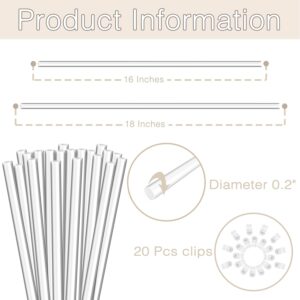 Plant Stakes,Plant Sticks 20PCS Acrylic Clear Plant Support Stakes,18 Inches Garden Single Stem Orchid Stakes for Indoor and Outdoor Plants,Orchid,Potted Plants,Tomatoes,Flowers（with 20PCS Clips）