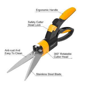 SZHLUX Grass Shears 360-Degree Swivel Blades (Orange)