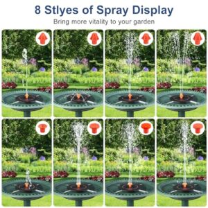 VOROSY 3.5W Solar Fountain, 2024 Upgrade Water Fountain Outdoor,Solar Bird Bath Fountains with 4 Fixed Rods & 8 Orange Nozzles,Solar Fountain Pump for Pond, Patio,Outdoor,Garden, Pool