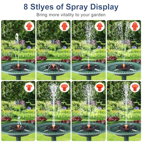 VOROSY 3.5W Solar Fountain, 2024 Upgrade Water Fountain Outdoor,Solar Bird Bath Fountains with 4 Fixed Rods & 8 Orange Nozzles,Solar Fountain Pump for Pond, Patio,Outdoor,Garden, Pool