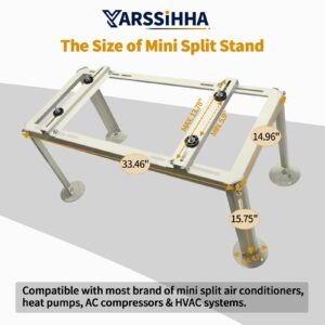 Yarssihha Mini Split Ground Stand for 9000-24000 BTU Ductless Air Conditioners Heat Pumps, Heavy Duty Adjustable Mini Split Stand Condenser Stand, Max Load: 440LBS