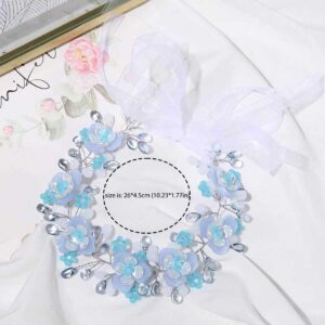 Campsis Flower Girl Headband Blue Crystal Princess Headpiece Rhinestone Girl Hair Piece Wedding Bride Accessories or Women and Girls