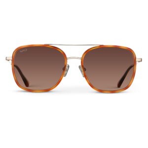 WearMe Pro Women’s Polarized Square Sunglasses: Modern Square Aviator with Double Bridge featuring Vintage and Modern Aesthetics (Sunset Tortoise Frame/Gradient Brown Lens)