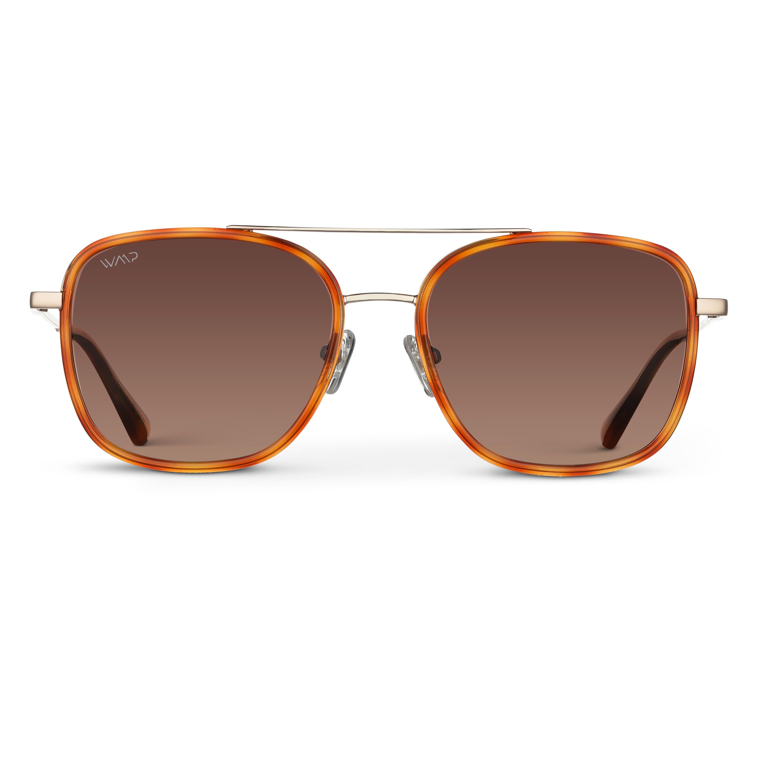 WearMe Pro Women’s Polarized Square Sunglasses: Modern Square Aviator with Double Bridge featuring Vintage and Modern Aesthetics (Sunset Tortoise Frame/Gradient Brown Lens)