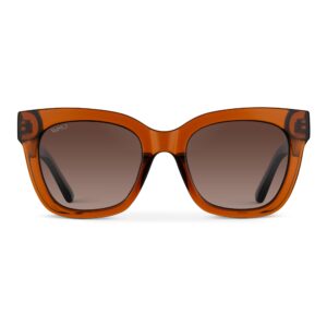 WearMe Pro Women's Polarized Large Square Sunglasses: Subtle Cat Eye Corners, Thick Frame & Modern Aesthetics (Crystal Chestnut Brown Frame/Brown Lens)