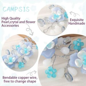 Campsis Flower Girl Headband Blue Crystal Princess Headpiece Rhinestone Girl Hair Piece Wedding Bride Accessories or Women and Girls