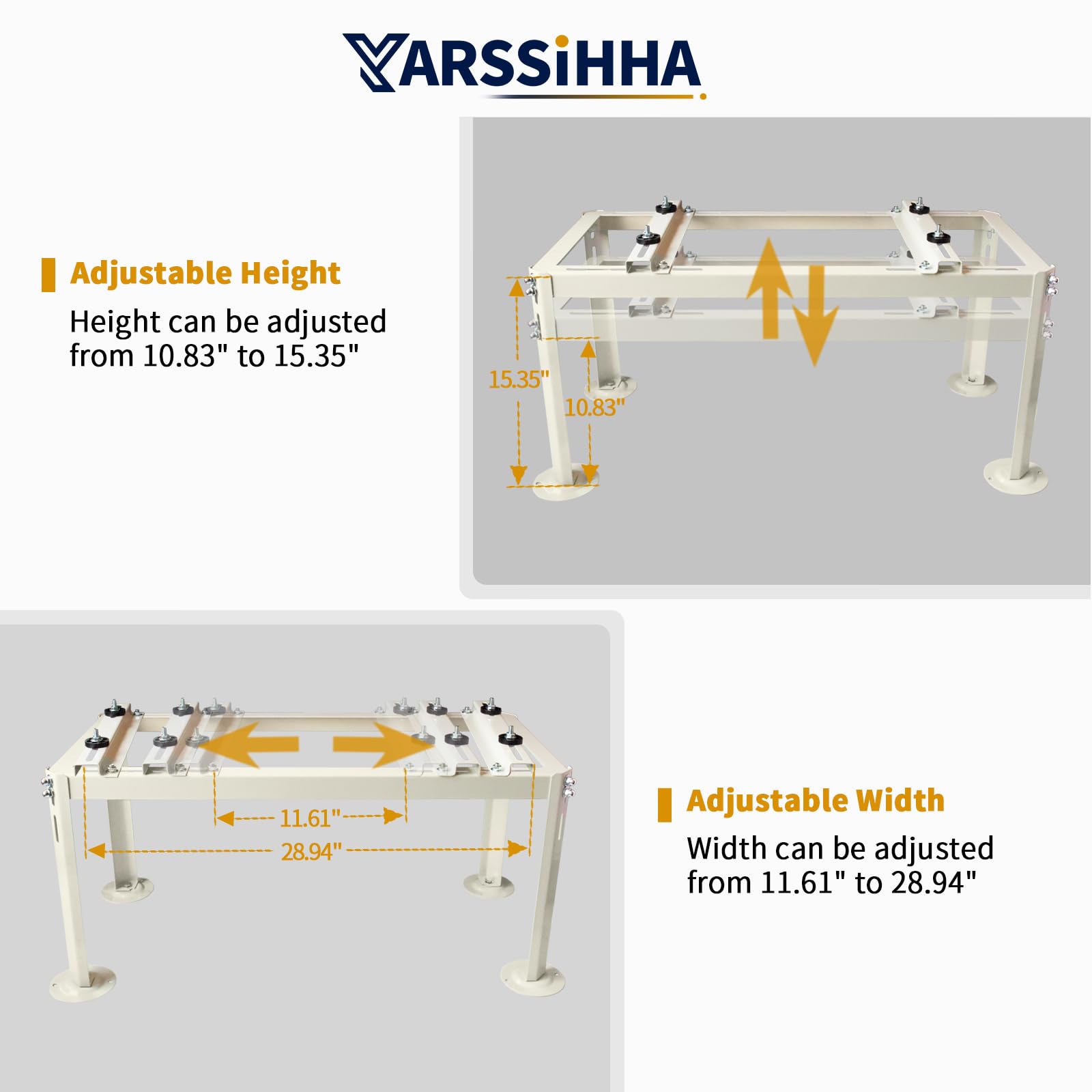 Yarssihha Mini Split Ground Stand for 9000-36000 BTU Ductless Air Conditioners Heat Pumps, Heavy Duty Adjustable Mini Split Stand Condenser Stand, Max Load: 440LBS