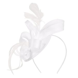 Zando Fascinators Hats for Women Tea Party Hat Ribbons Feathers Kentucky Derby Hats for Women 2024 Fascinator Headband Headpiece Cocktail 20s 50s Tea Hat Wedding Church Hair Clip White Fascinator