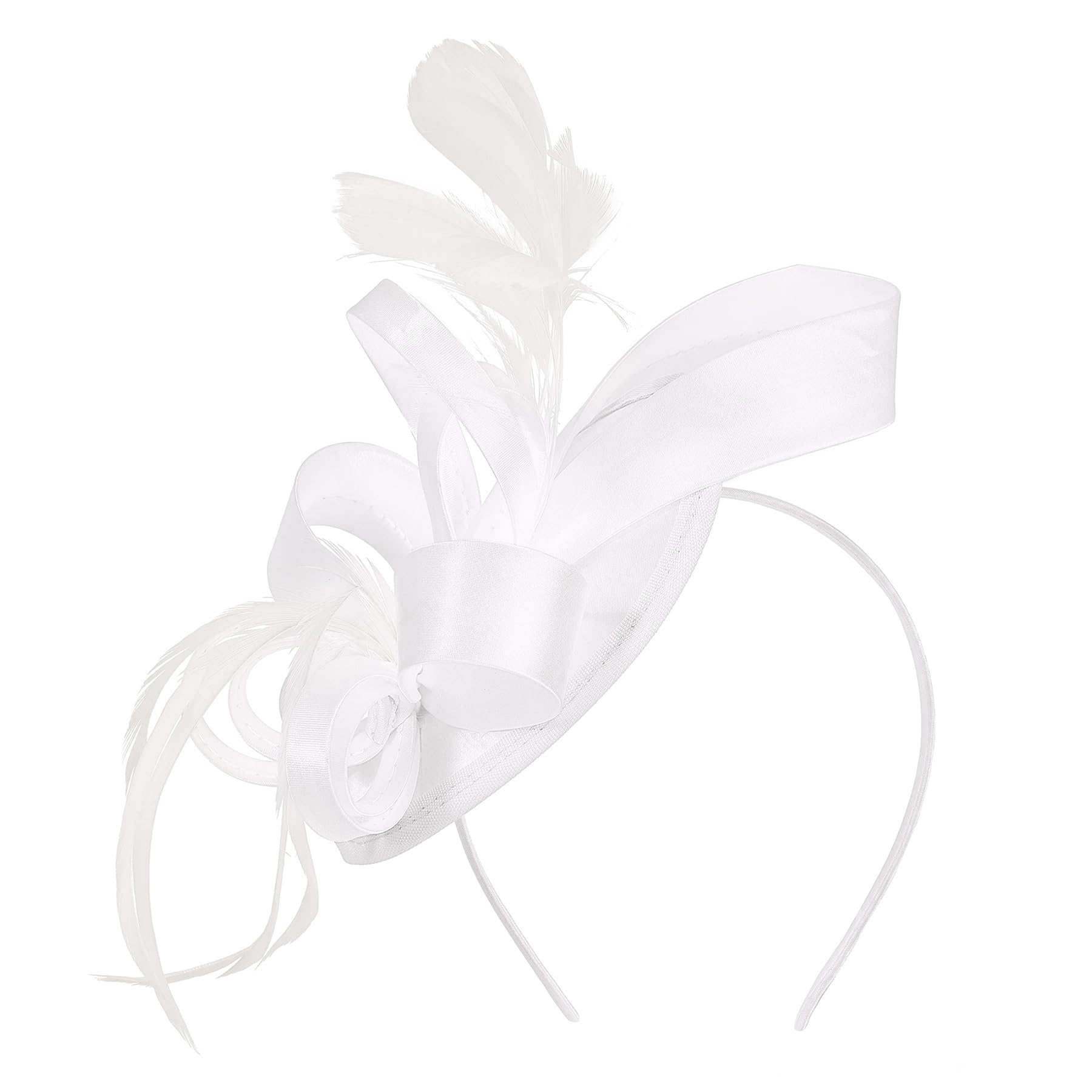 Zando Fascinators Hats for Women Tea Party Hat Ribbons Feathers Kentucky Derby Hats for Women 2024 Fascinator Headband Headpiece Cocktail 20s 50s Tea Hat Wedding Church Hair Clip White Fascinator